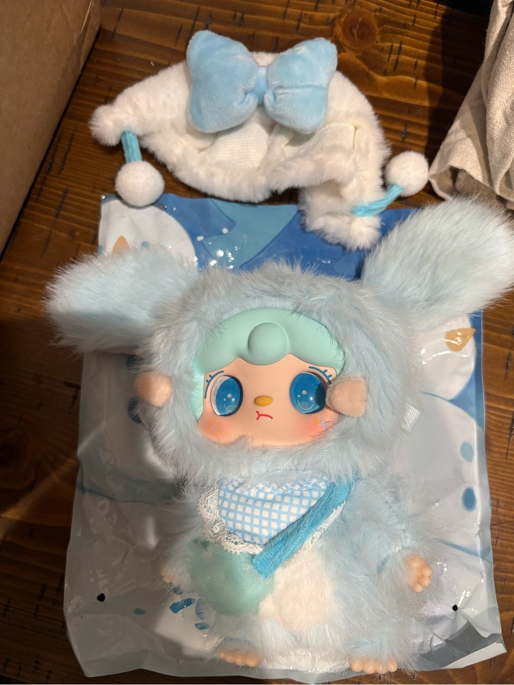 Plush Blue & White Snow Bunny Stuffed Animal